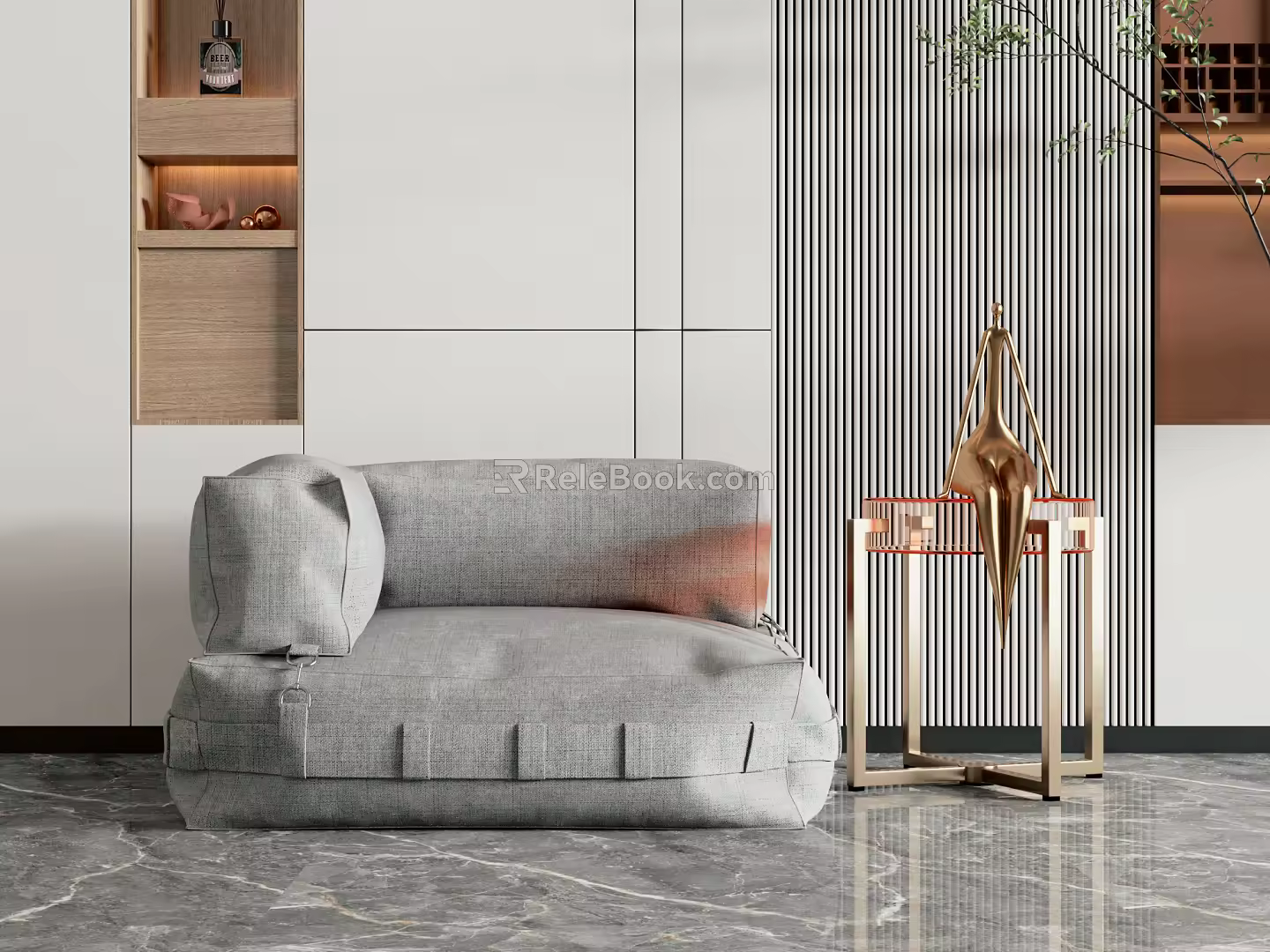 Modern Single Sofa Single Sofa Coffee Table Combination 3d model