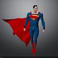 Superhero Character In Blue Suit With Red Cape And S Symbol Standing