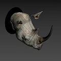 Gray Rhinoceros Head Wall Mounted Decorative Sculpture for Home Interior