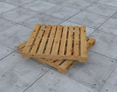 Stacked Wooden Pallets On Gray Stone Floor With Natural Wood Slats 3d model Stacked Wooden Pallets On Gray Stone Floor With Natural Wood Slats 3d model