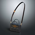 Quilted Leather Handbag With Golden Hardware Long Shoulder Strap And Top Handles