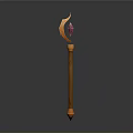 Orange Magic Staff With Crescent Moon Top And Purple Gemstone Decoration