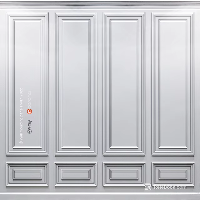 White Decorative Wall Components With Vertical Line Design And Panel Structure 3d model