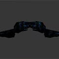 Black And Blue Irregular Structural Components With Abstract Design Features