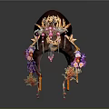 Elaborate Traditional Hair Ornament With Colorful Flowers Gemstones And Tassels