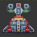 Game Movie Character Mechanical Robotic Figure With Red Blue Green Armor And Detailed Design