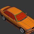 Orange BMW Two Door Sports Car With Black Stripes And Silver Wheels