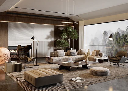 Modern Minotti living room 3d model