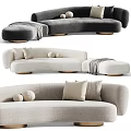 Irregular Shaped Sofa Modern Design With Round Pillows Ottoman And Multiple Colors