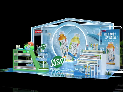 Beverage Exhibition Booth With New Flavor Tea Source And Drink Bottles 3d model