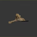 Natural Wood And Stone Decorative Stump Featuring Exposed Roots And Rough Texture