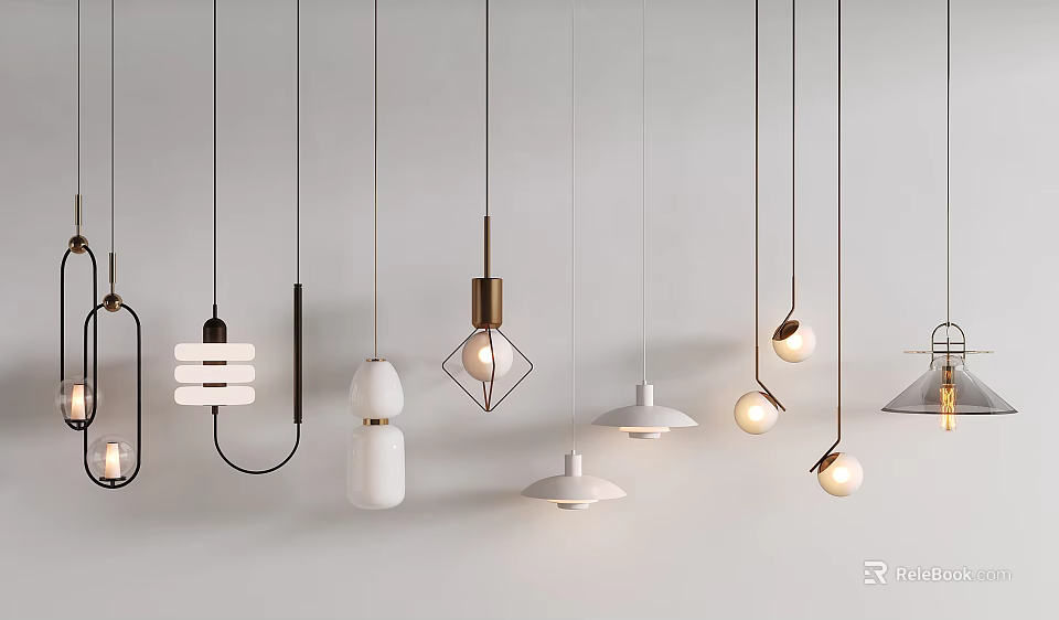Modern Pendant Lights with Various Shapes and Designs for Home Interior Decor 3d model