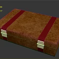Decorative Orange Box With Red Straps Gold Metal Clasps And Textured Surface