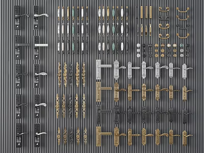 Various Style Cabinet Drawer Door Handles In Modern Vintage Designs And Metal Materials 3d model