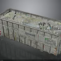 Industrial Metal Trash Dumpster Filled With Mixed Waste And Eco Labels