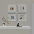 Minimalist Decorative Painting Combination Cream Wind Abstract Painting Combination 3d model