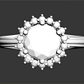 Elegant Luxury Platinum Ring Featuring Large Central Stone And Sparkling Diamonds