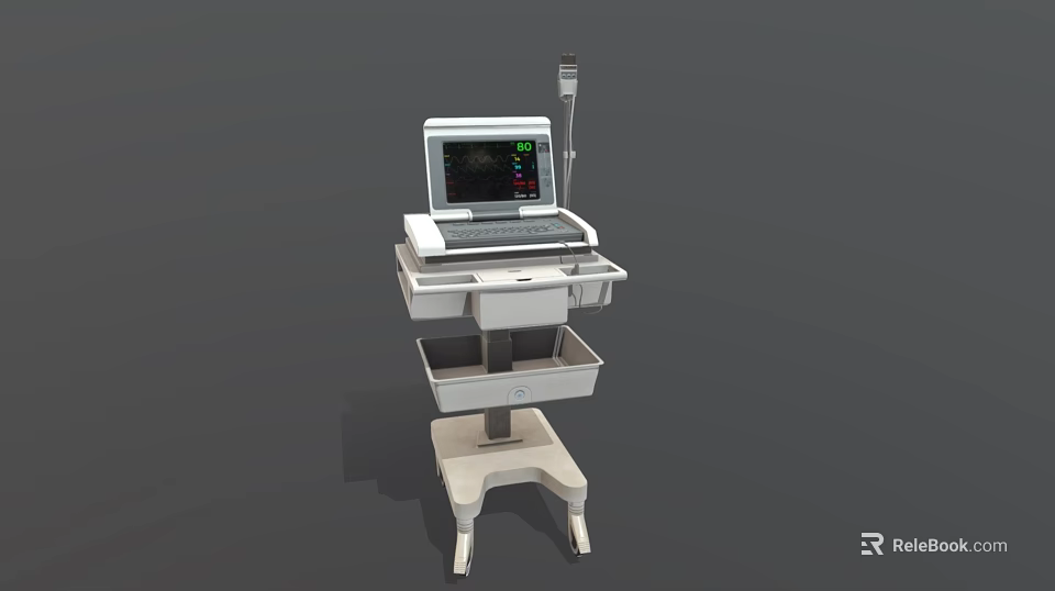 Advanced Medical Patient Monitor with Digital Screen and Mobile Cart for Clinical Monitoring Use 3d model 