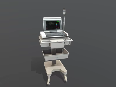 Advanced Medical Patient Monitor with Digital Screen and Mobile Cart for Clinical Monitoring Use 3d model