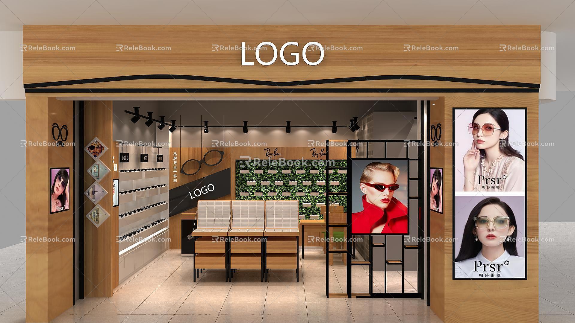 Glasses shop shopping mall side hall display store 3d model