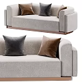 Light Gray Modern Two Seater Sofa With Dark Gray And Brown Comfortable Pillows