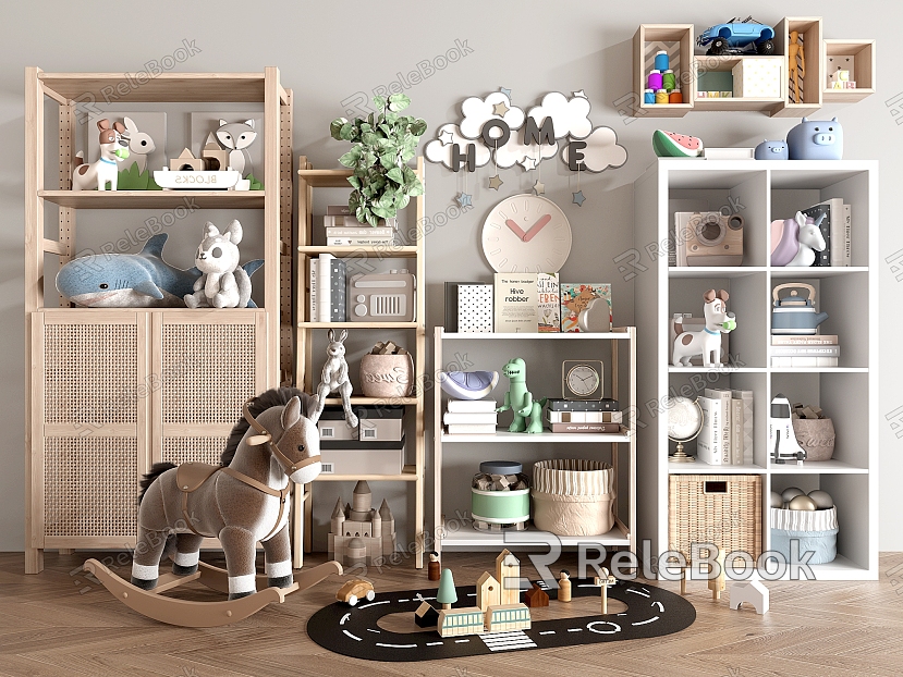 Modern Bookshelf Children's Bookshelf Bookcase Ornaments Toys model