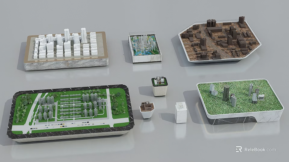 Commercial Equipment Urban Planning Models With Various Designs Building Layouts And Green Areas 3d model 