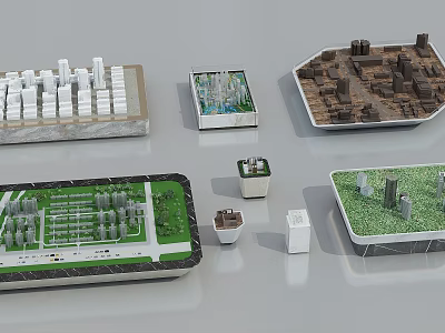 Commercial Equipment Urban Planning Models With Various Designs Building Layouts And Green Areas 3d model