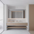 Elegant Modern Bathroom Interior with Marble Walls Bathtub Glass Shower and Double Sinks