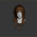 Game Movie Character Red Long Messy Hair On White Mannequin Head With Gray Background