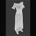 Cream Ruffled Collar Short Sleeve Dress With Brown Laced Corset And Green Plaid Long Skirt