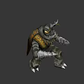 Insect Like Fantasy Game Character With Yellow Eyes Antennae And Armored Striped Body
