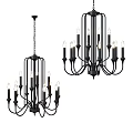 Modern Black Metal Chandelier With Candle Style Bulbs And Multiple Arms Design