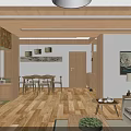 Modern Living Dining Room Interior With Wooden Floor Sofa Coffee Table And TV Cabinet