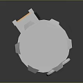Futuristic Silver Weapon Featuring Black Stripes And Orange Energy Core