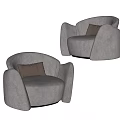 Modern Gray Single Sofa with Brown Cushion Round Design Fabric Upholstery 3d model