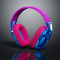 Stylish Modern Pink Blue Headphones With Padded Earmuffs And Reflective Design