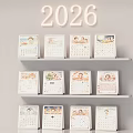 Decorative Ornament Set Featuring 2020 Neon Light Multi Layer Shelf And Cartoon Pattern Desk Calendars