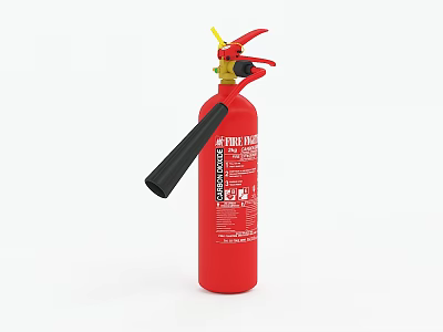 Red Fire Extinguisher With Black Handle And Nozzle For Emergency Safety Use 3d model