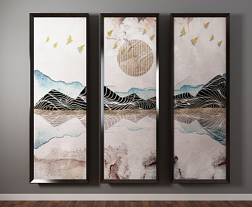 New Chinese Landscape Painting Hanging Painting 3d model