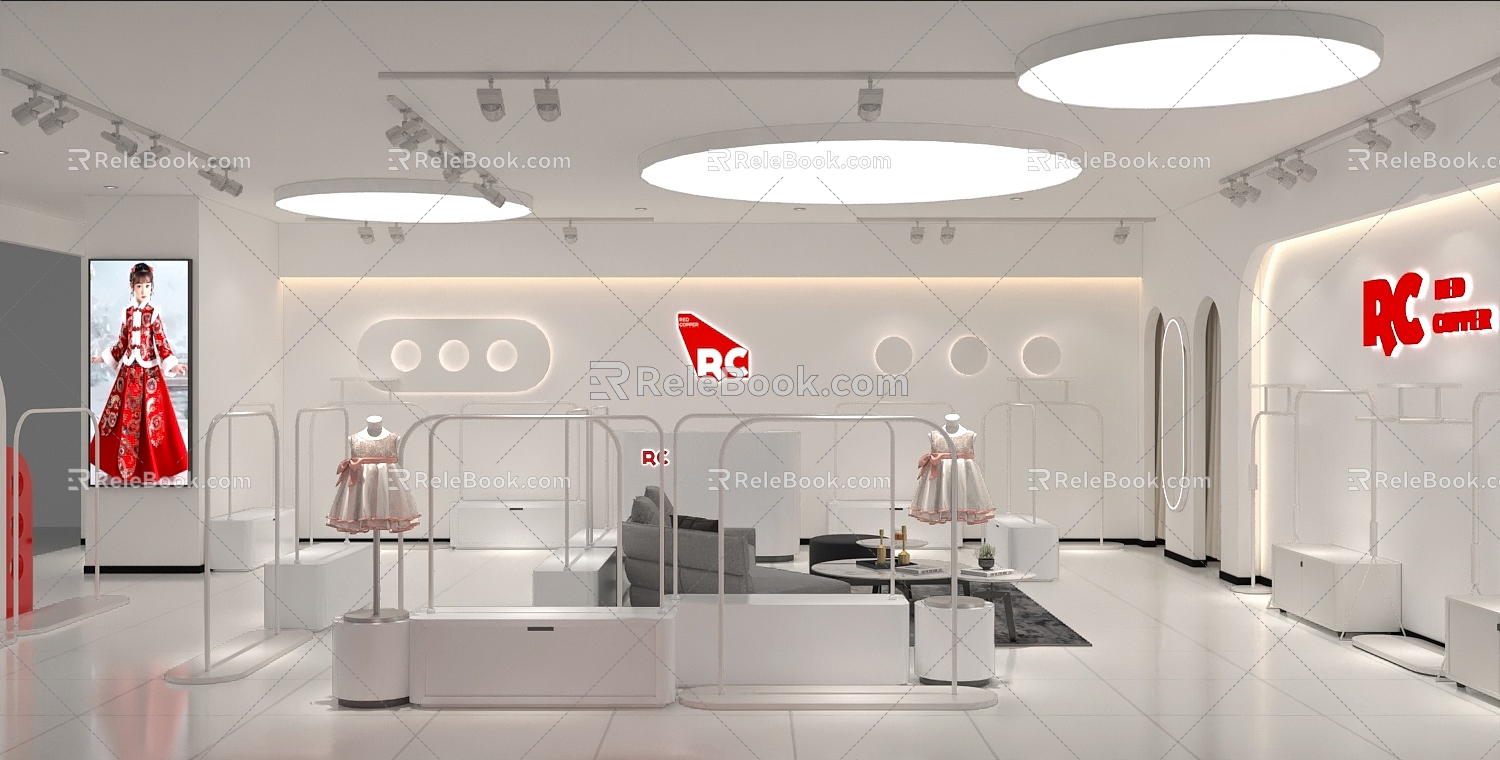 Simple Clothing Store Light Luxury Shopping Mall Store Hanger Combination 3d model