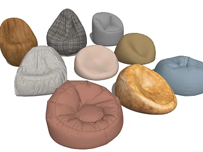 Comfortable Bean Bag Chairs In Various Colors For Living Room Home Decor 3d model