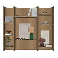 Modern Wooden Shelf Unit With Books Decorations Table Lamp And Green Plant