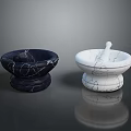 Elegant Black and White Marble Mortar and Pestle Set for Home Use