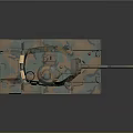 Military Tank Vehicle With Camouflage Paint Long Cannon And Metal Tracks