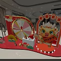 Chinese New Year Decoration In Shopping Mall With Spin Wheel Lion Dance Figure And Gifts