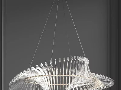 Modern Spiral Crystal Chandelier Hanging In Gray Interior With Elegant Design 3d model