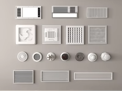 Various Types Of Air Vents Designs Displayed 3d model