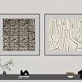 Black And White Abstract Wall Art With Framed Design And Minimalist Decor Items 3d model