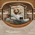 Luxury New Chinese Style Sales Office With Marble Decor And Real Estate Sand Table